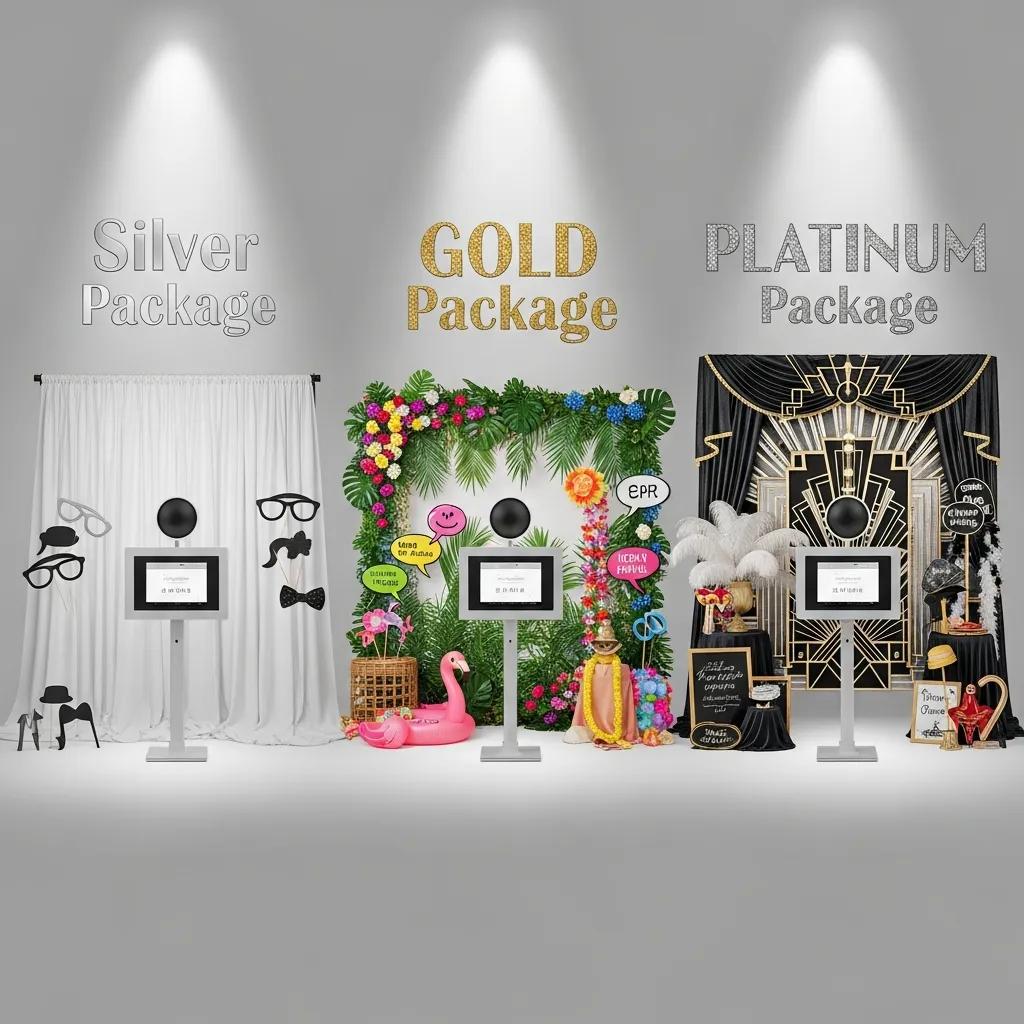 Side-by-side comparison of different wedding photobooth setups