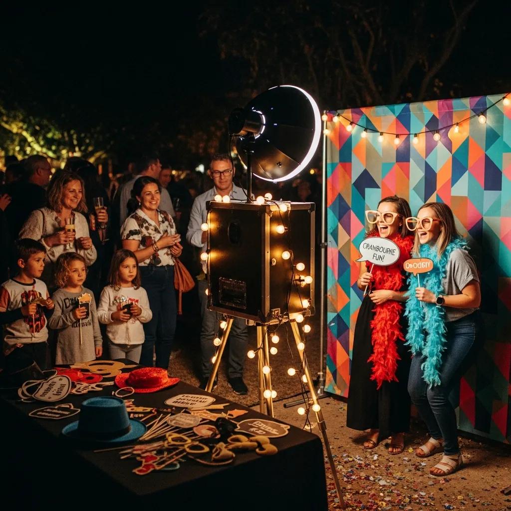 Engaging photobooth setup at an event in Cranbourne with guests enjoying the experience