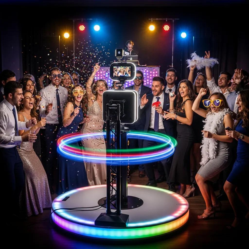 Guests having fun during a 360 photobooth experience at a Cranbourne event