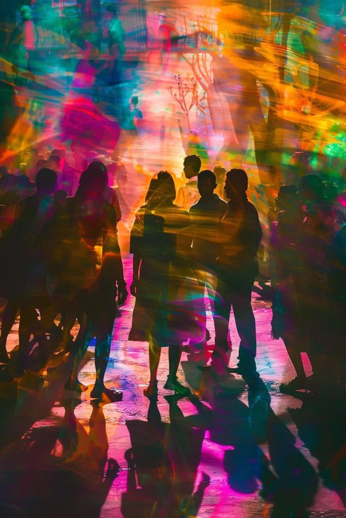 people at a wedding, vibrant, celebration